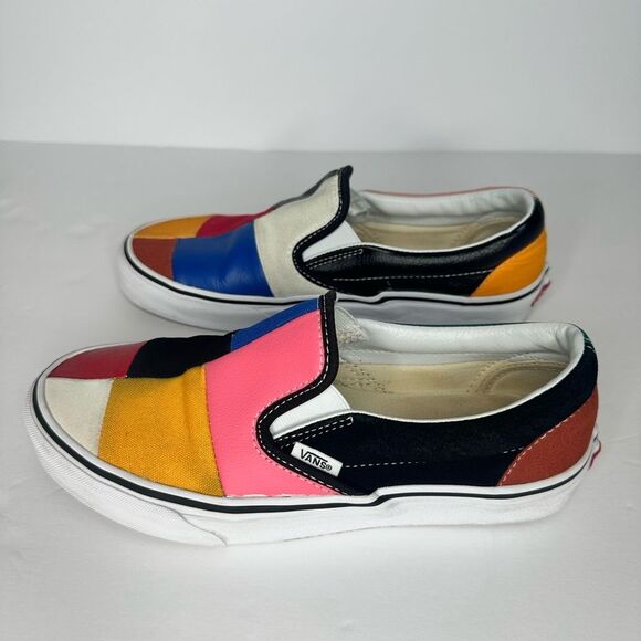VANS Classic Patchwork Leather & Canvas Slip-On Textile Sneakers | Size 8 - Picture 4 of 10